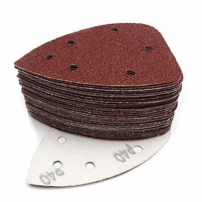 Mouse Detail Sander Sandpaper, 40 Grit Palm Mouse Sander Pads, 40 Pcs 6 Holes Hook and Loop Triangle Sandpaper by SANJIAN MSP-40