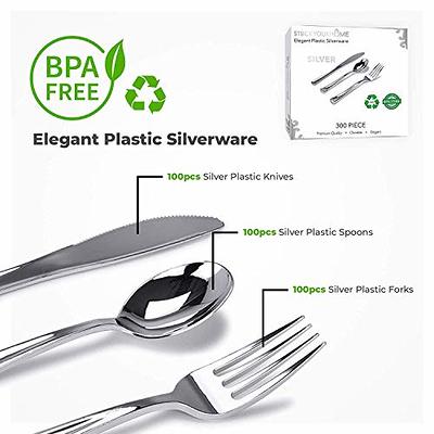 Stock Your Home Silver Plastic Cutlery Set 300 Pack Disposable