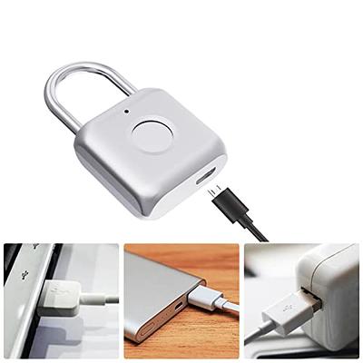 eLinkSmart Fingerprint Padlock Gym Locker Padlock Keyless USB Charging  (Silver)