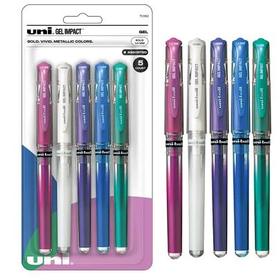 Uni Ball Signo Broad Point Gel Impact Pen White Ink Mm Value Set of 5 NEW