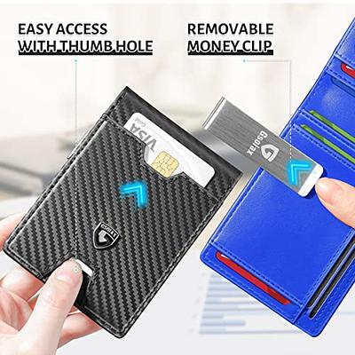 GSOIAX Slim Wallet for Men with 11 card Slots Rfid Blocking Carbon Fiber  wallets Bifold Credit Card Holder Minimalist Leather With Gift Box (Carbon