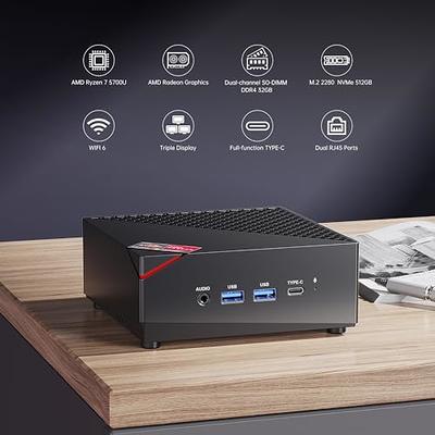  Beelink Mini PC, AMD Ryzen 7 5700U(Up to 4.3GHz, 8C/16T), 16GB  DDR4 500GB M.2 NVME SSD, SER5 Mini Computers Support 4K@60Hz Triple  Display/HDMI/DP1.4/WiFi 6/BT5.2/USB-C Office Home : Electronics