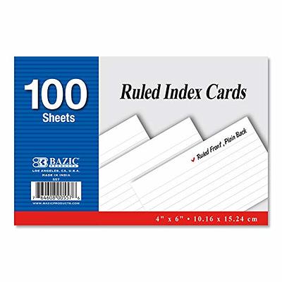 Pen + Gear Unruled Index Cards, White, 100 Count, 4 x 6 