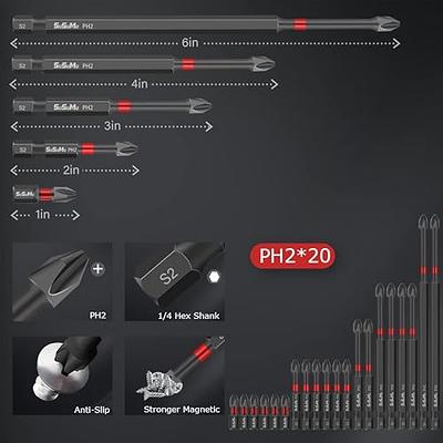 Impact Phillips Bits #2 Long Magnetic Phillips Screwdriver Bit Set