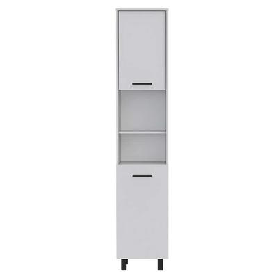 64 H White Bathroom Tall Narrow Storage Cabinet with Doors for