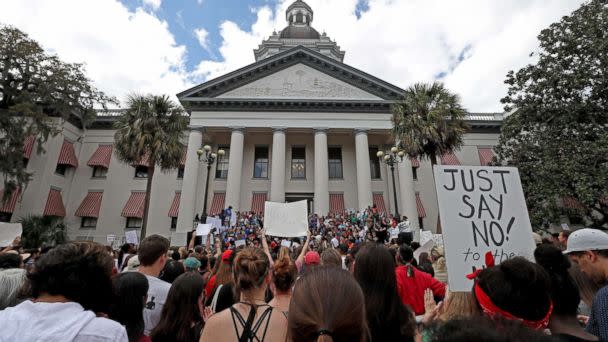 PHOTO: The Tallahassee community attends a gun control rally on the Capitol steps. (Susan Stocker/SF Sun Sentinel/Polaris)