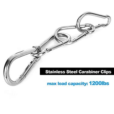 Small Carabiner Spring Snap Hook - M4 1.57 Inch Stainless Steel Carabiner,  Heavy Duty Spring Link for Camping Swing Fishing Hiking, 12PCS, Silver 