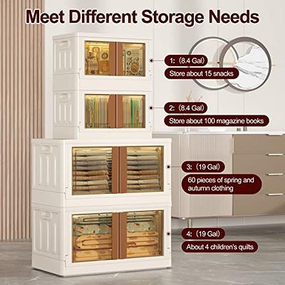 4 Pack Folding Closet Organizers Storage Box, Stackable Plastic 4Pack White