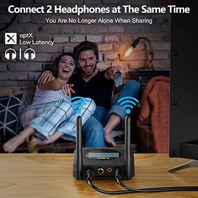 1Mii B06TX Bluetooth 5.2 Transmitter for TV to Wireless Headphone/Speaker,  Bluetooth Adapter for TV w/Volume Control, AUX/RCA/Optical/Coaxial Audio
