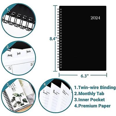 Planner 2024 - Planner/Calendar 2024, Jan.2024 - Dec.2024, 2024 Planner  Weekly & Monthly with Tabs, 6.3 x 8.4, Hardcover + Back Pocket +  Twin-Wire