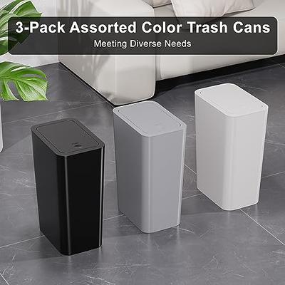 2.6 Gallon Small Bathroom Trash Can with Lid, Narrow for Kitchen, Office,  Bedroom (White, 10L)