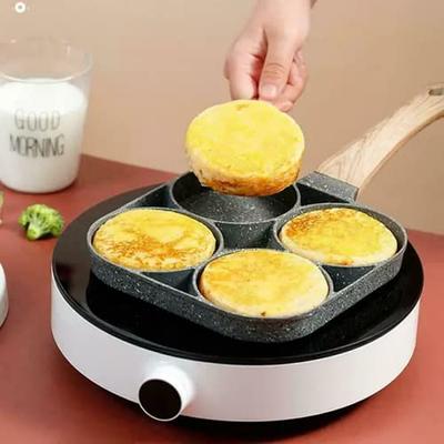 1pc, 4 Holes Frying Pan, Non-Stick Cast Iron Skillet, Egg Fry Pan