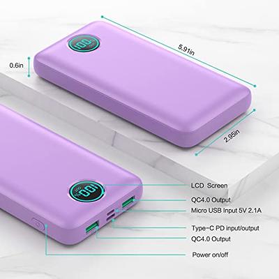 Power Bank 30000mah Portable Charger Portable Battery Pack USB-C 18W PD  Tri-Input and Tri-Output LCD Display Portable Battery Charger for iPhone  12