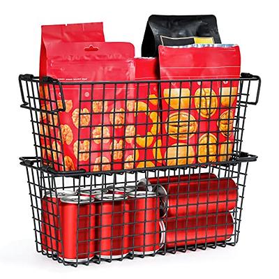 Wire Basket Stackable Metal Storage Basket Set for Kitchen or Bathroom  Chest Freezer Organizer-Pack of 2-Black - Yahoo Shopping