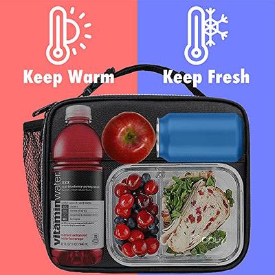 opux Insulated Lunch Bag, Soft Lunch Box for School Kids Boys Girls,  Leakproof Small Lunch Pail for Adult Men Women, Reusable Compact Lunchbox  Lunch Cooler Tote Bag for Office Work (Black) 