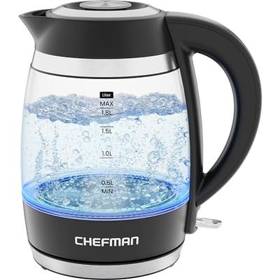 OVENTE Electric Kettle - 1.5L Borosilicate Glass Fast Boiling Countertop  Auto Shut Off Instant Water Heater for Coffee & Tea Maker - BPA Free - Black