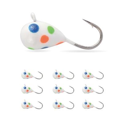 Vexan 50-Pack Teardrop Ice Fishing Jigs, 10, Unpainted Tungsten Teardrop,  1.1g