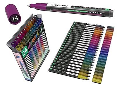 shirylzee 24 Colors Acrylic Paint Pens,Dual Tip Acrylic Paint Markers with  Brush Tip and Fine Tip Paint Pens for Wood, Canvas, Stone, Rock Painting