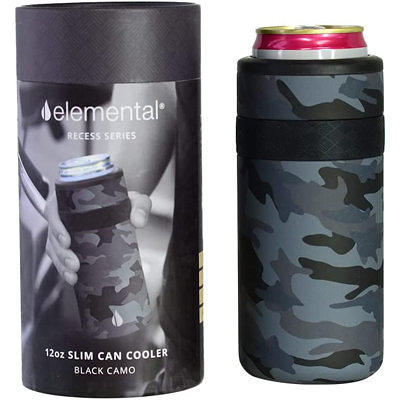 12 oz. Black Stainless Steel Soda Beer Slim Can Insulator Double