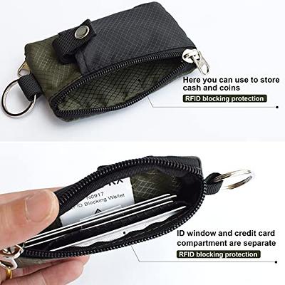 CHENSPRX Minimalist RFID Blocking Small Wallet with ID  Window,WaterResistant Zip Id Case Wallet with Lanyard Keychain for  Cards,Cash,Travel,Women,Men