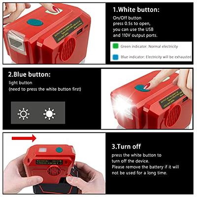 200W Power Supply Inverter For Milwaukee 18V Battery w/AC Outlet