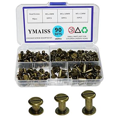 YMAISS 90 Sets Chicago Screws 3 Size 1/4,3/8,1/2in Bookbinding Binding  Screw Chicago Button Post Rivets Screw Belt Screws Leather Photo Albums  Screw Nail Rivets Studs Round Flat Head,Bronze - Yahoo Shopping