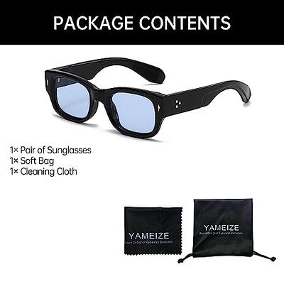 YAMEIZE Vintage Chunky Rectangle Sunglasses - Thick Square Sun Glasses for Men  Women Black Shades UV400 Protection - Yahoo Shopping