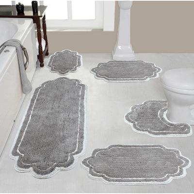 Home Weavers Inc Modesto Collection Gray Cotton 5 Piece Bath Rug Set, Grey