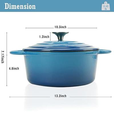 Dutch Oven Cast Iron 5 Quart Enameled Cast Iron Dutch Oven with Self  Basting lid Blue