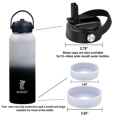 Aqwzh 40 oz Black Stainless Steel Water Bottle with Wide mouth, Straw, and  Lid