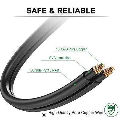 White TV Power Cord 12Ft Cable for Samsung LG TCL Sony: 2 Prong AC Wall  Plug 2-Slot LED LCD Insignia Sharp Toshiba JVC Hisense Electronics