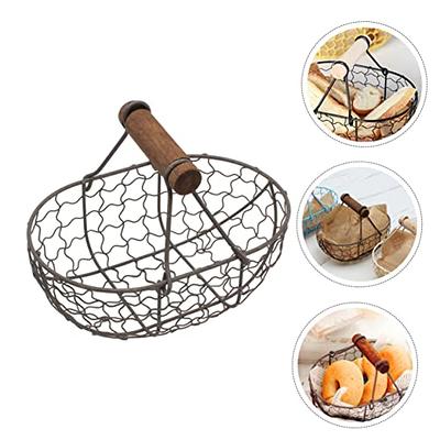 Chicken Egg Holder, Small Wire Egg Collecting Basket With Handle For Farm  Eggs, Fruits, Vegetables, Metal Wire Chicken Basket Decor For Kitchen,  Count