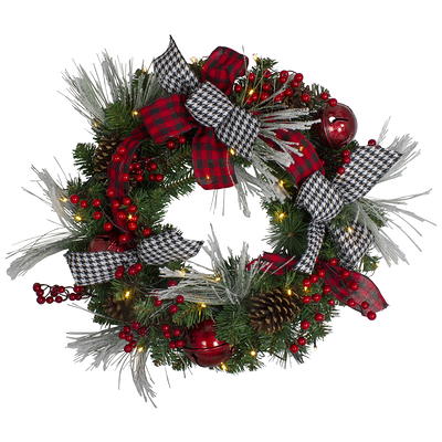 RXMORI 27.6 Inch Artificial Christmas Swag,Winter Pine Needles Decoration  Swag with Ribbon Bow and Red Berry,Front Door Decor Christmas Wreath-with  lamp - Yahoo Shopping