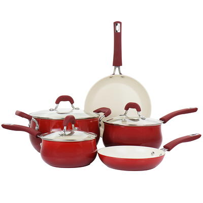 Kenmore Arlington 12-Piece Ceramic Non-Stick Cookware Set, Red - Yahoo  Shopping