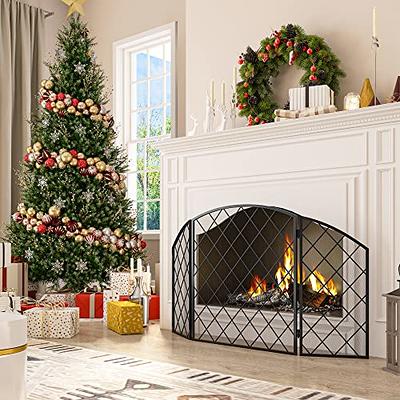 Single Panel Fireplace Screen Free Standing Spark Guard Fence for