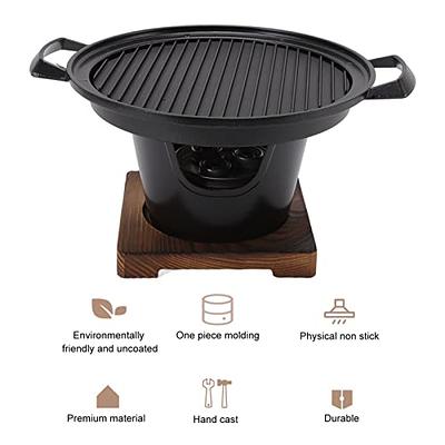 Mini Cast Iron Hibachi Grill, Tabletop Small Portable Charcoal Grill for Outdoor Camping, Japanese BBQ Grill Grate Surface 11 x 6.7