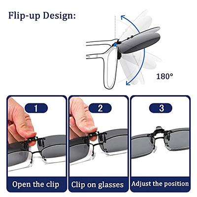 Polarized Clip On Flip Up Glasses Over Prescription - Driving Fishing  Sunglasses