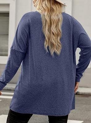 Eytino Womens Plus Size Crewneck Tunic Shirt Casual Long Sleeve Solid Color  Sweatshirts Oversized Tops with Pockets,2X Blue - Yahoo Shopping