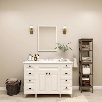 Doveton 30 in. W x 19 in. D x 34 in. H Single Sink Bath Vanity in White  with White Engineered Marble Top