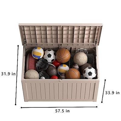 Yitahome  120 Gallon Resin Deck Box, Large Outdoor Waterproof Lockable  Storage (Light Brown)