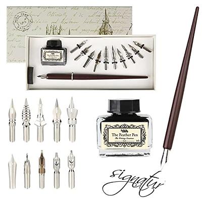  YICMY Quill Pen and Ink Set Feather Pen Set,Calligraphy Pen  Set for Beginners,Wax Seal Stamp Set Calligraphy Writing Quill Pen Set with  8 Letter Papers Calligraphy Pen and Ink Set