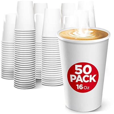 Disposable Coffee Cups with Lids 16 oz (50 Pack) - To Go Paper