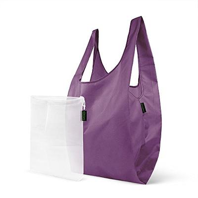 Wrapables Large & Small Foldable Tote Nylon Reusable Grocery Bags, Set of  2, Purple