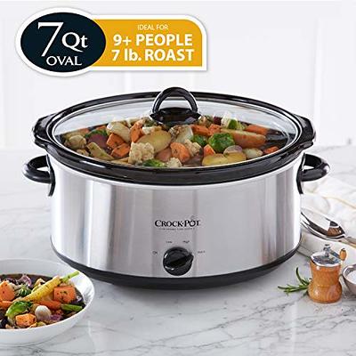 Crockpot 7-Quart Manual Slow Cooker, Red Stainless Steel