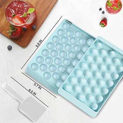 Helpcook Ice Ball Molds,2 Pack,Round Ice Cube Molds,Sphere Ice Molds with  Built-in Funnel,Silicone Freezer Press Ice Ball Maker Mold,Make 2.5 Inch