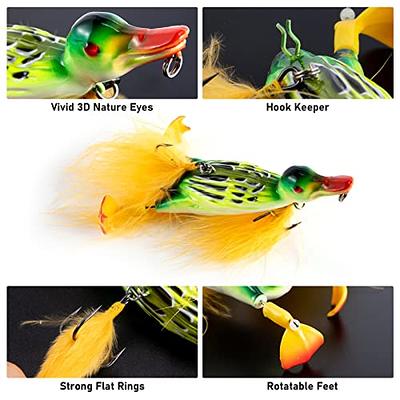 Dr.Fish Topwater Duck Fishing Lure 4.1 Lifelike 3D Duck Poppers