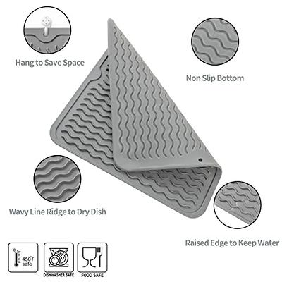  MicoYang Silicone Dish Drying Mat for Multiple Usage,Easy  clean,Eco-friendly,Heat-resistant Silicone Mat for Kitchen Counter or  Sink,Refrigerator or Drawer liner Lichen Blue M 12 inches x 12 inches: Home  & Kitchen