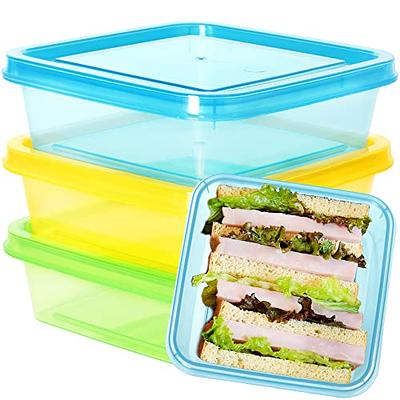 6x Children Kids Meal Prep Food Containers 3 Compartment Lids Plastic Lunch  Box