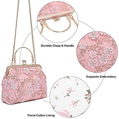 Rejolly Floral Clutch Evening Bag for Women Pink Cherry Blossom