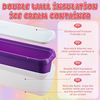 2Pack Ice Cream Containers Freezer Storage Tubs 1 Quart Reusable Container  + Lid